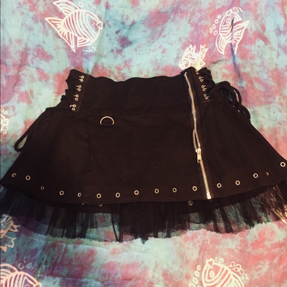 Gothic Black Grommet Skirt